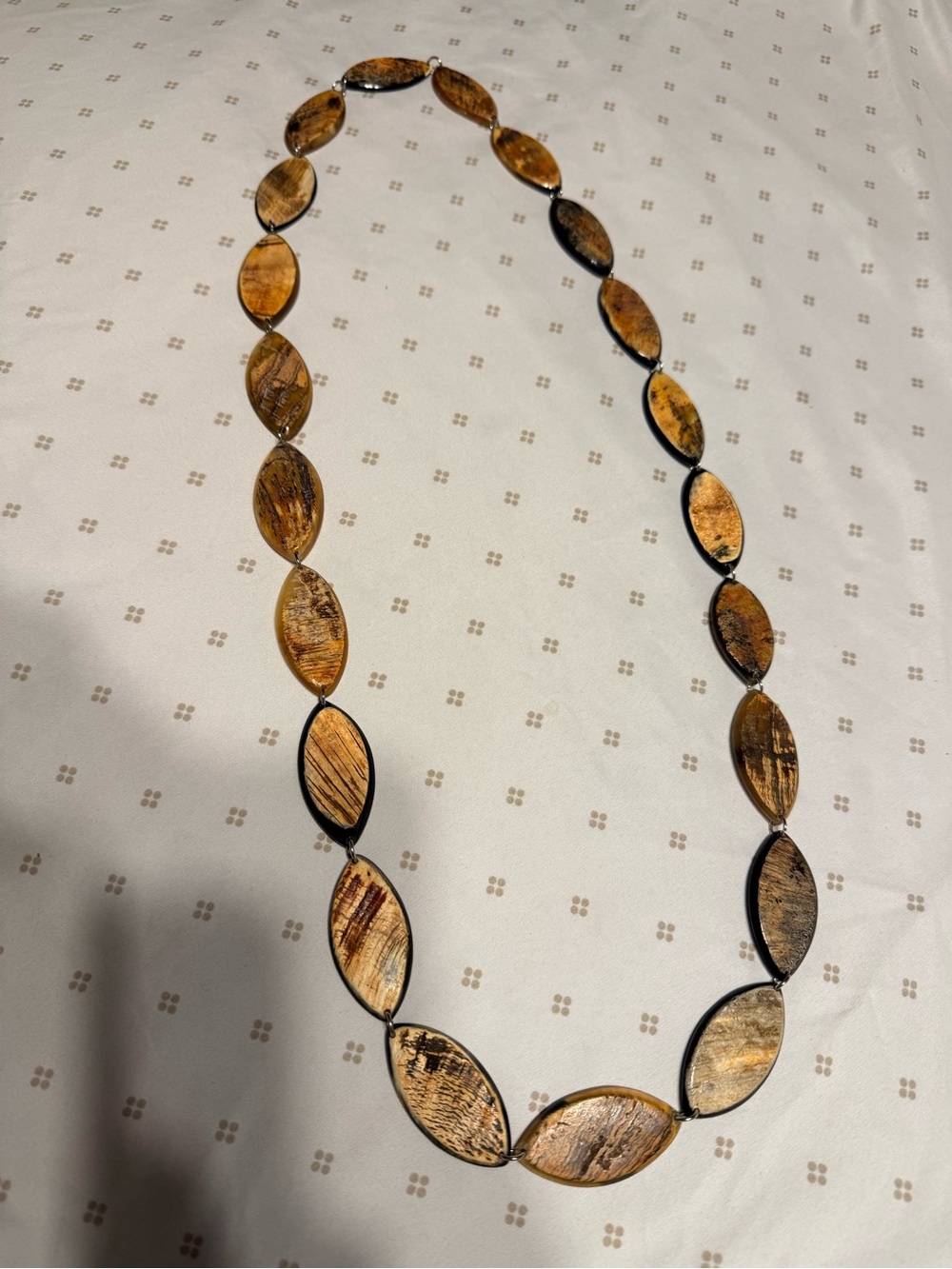 Gold Brown Marquise Bead Necklace